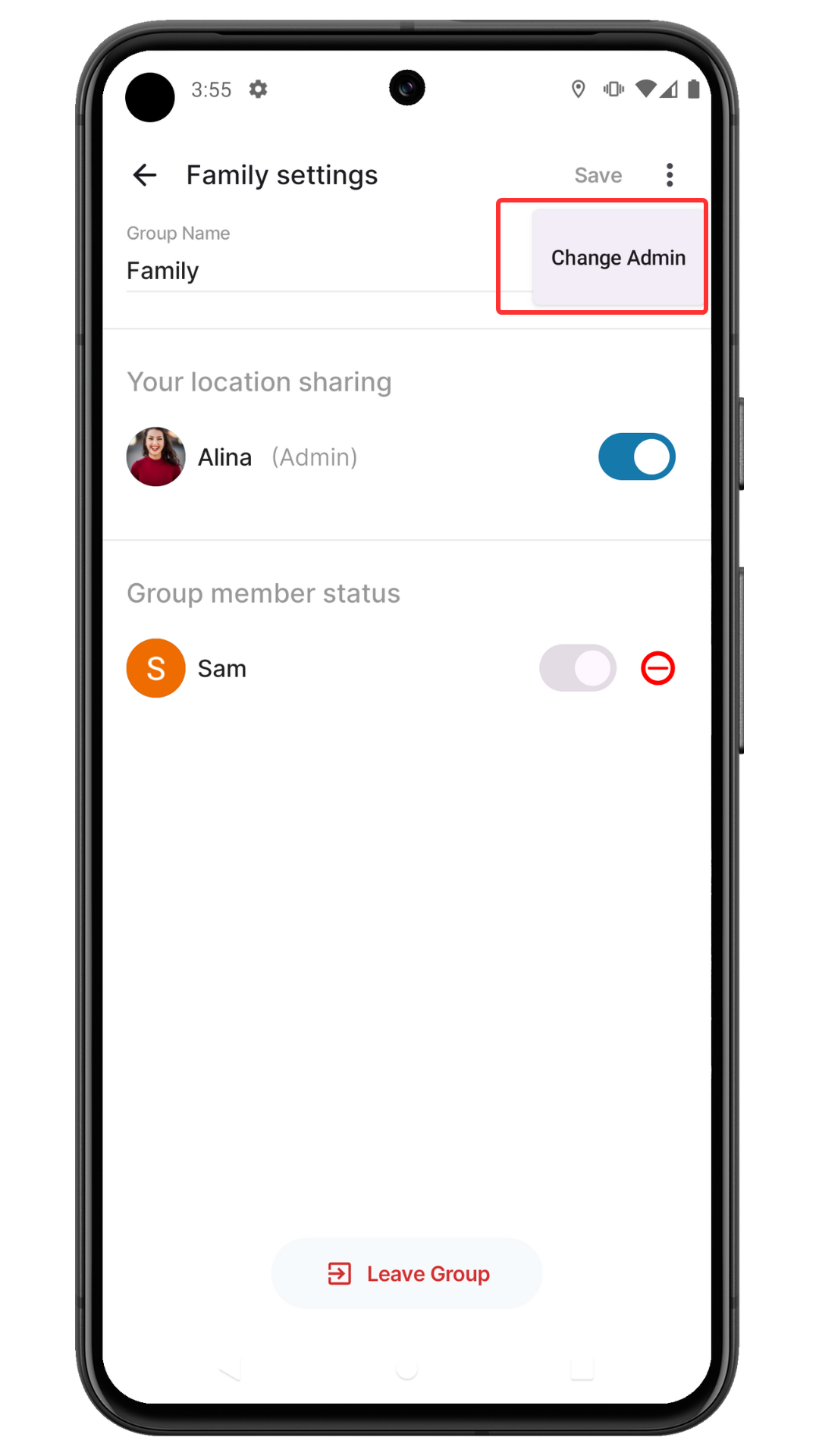 Group Settings and Change Admin